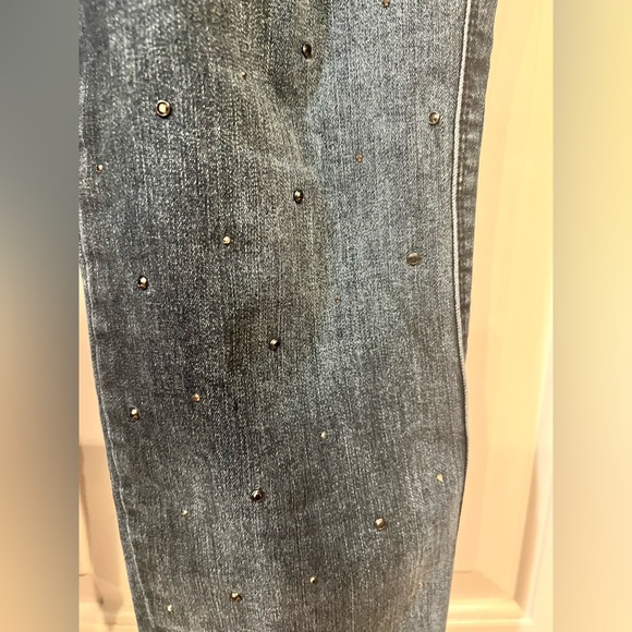 White House Black Market Mid Rise Front Studs Skinny Ankle Jeans size 12 EUC - Picture 4 of 12